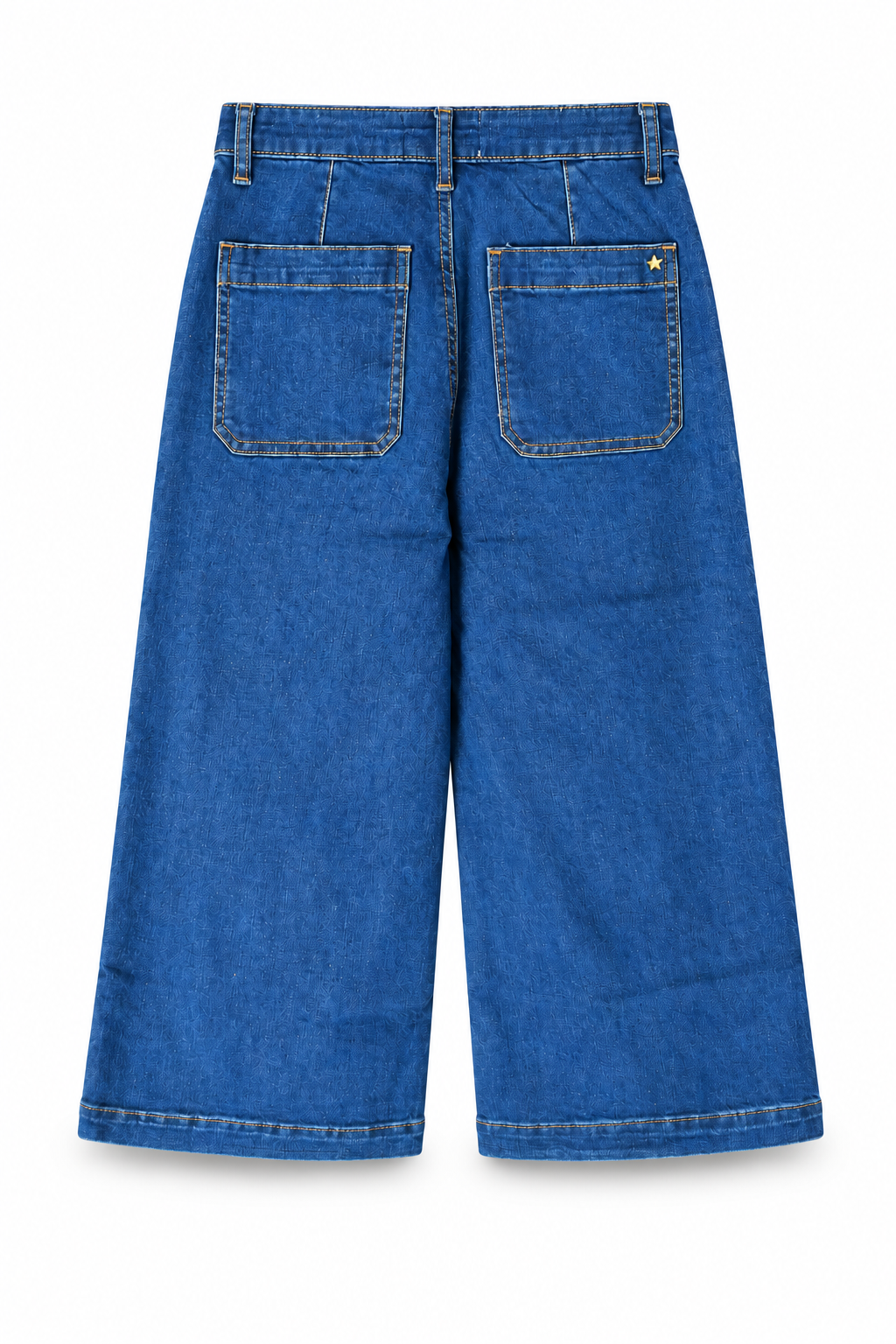 La Petite Étoile Atlanta Button Front Wide Leg Jean in Wash, back product view