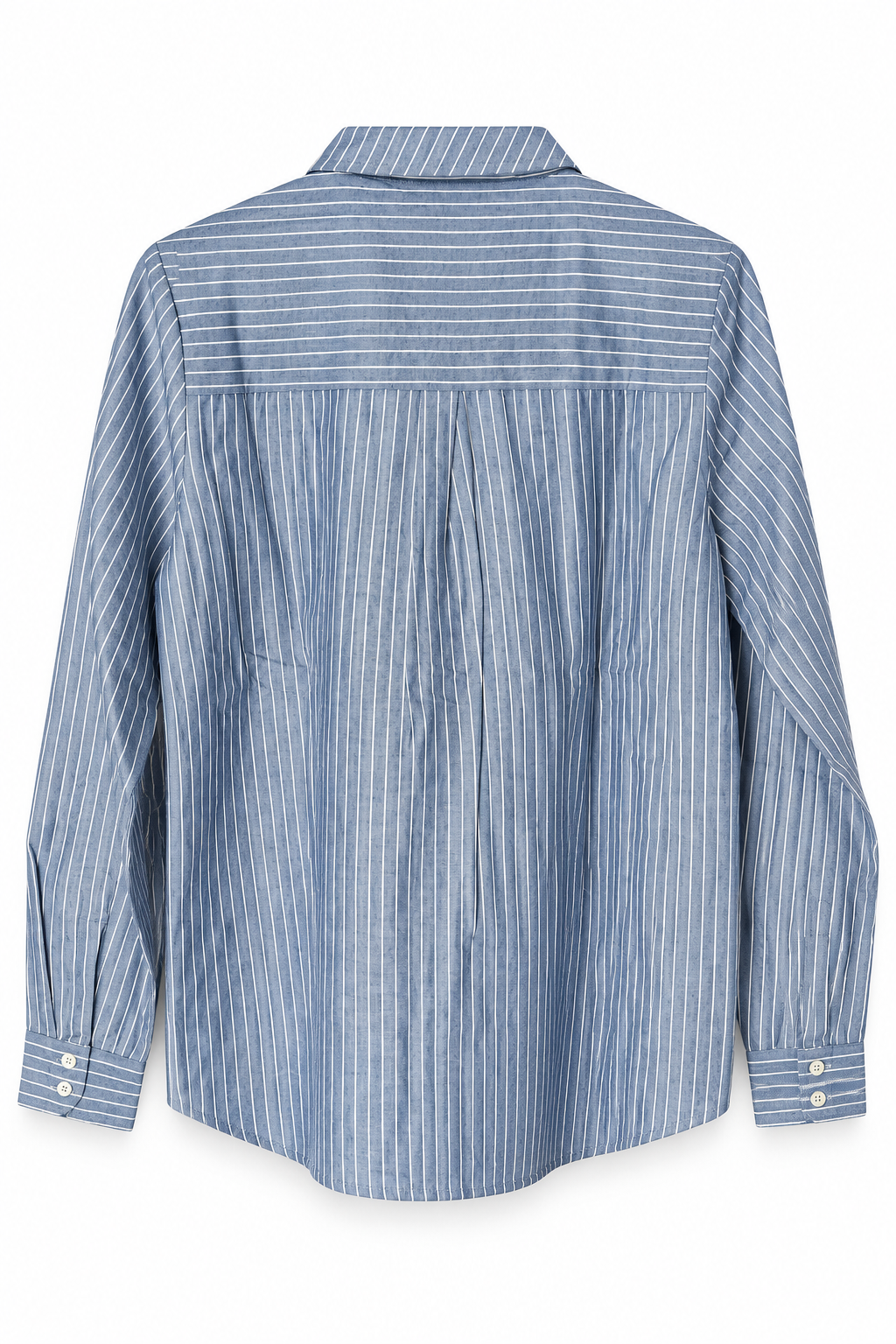 La Petite Étoile | Cecile Striped Cotton Shirt in Bleu & Ecru