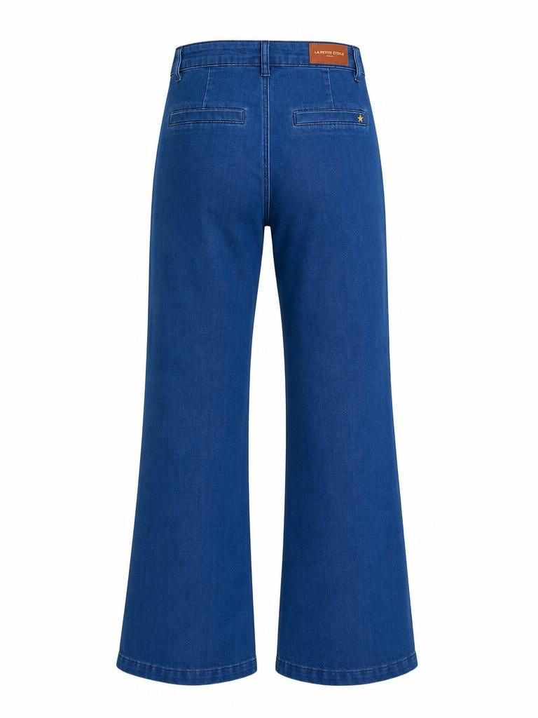 La Petite Étoile blue flared jeans with front patch pockets