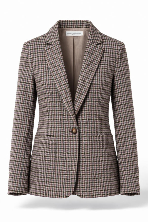 La Petite Étoile Vaness blazer in pied-de-poule houndstooth wool blend front view