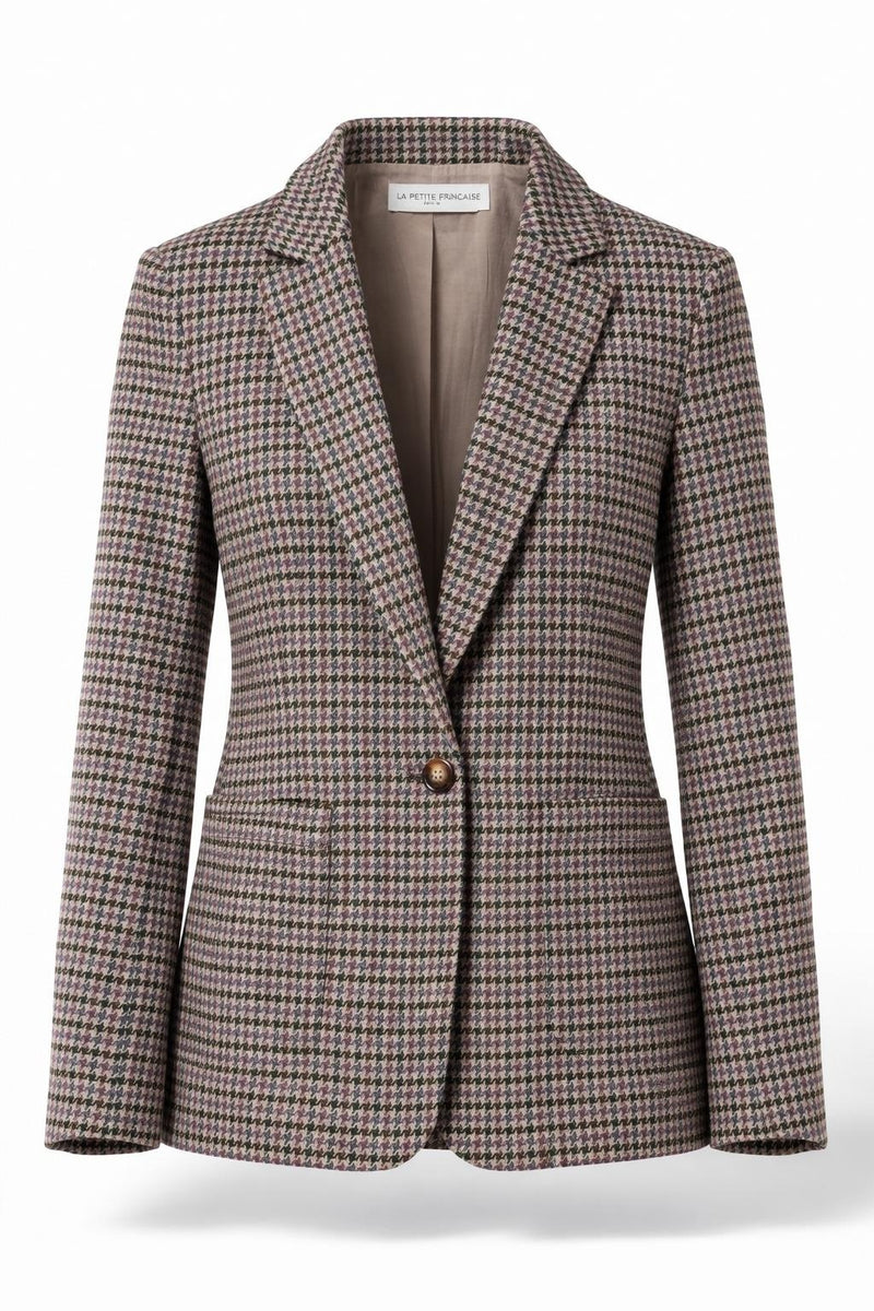 La Petite Étoile Vaness blazer in pied-de-poule houndstooth wool blend front view