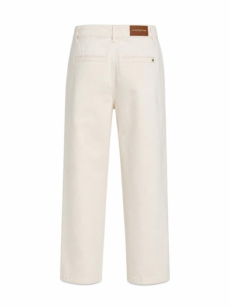 Le Petit Étoile beige straight leg jeans with front patch pockets
