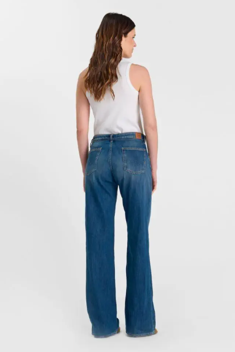 Le Temps des Cerises Lauren Jab Jeans blue, full length back view, women's wide leg denim at Boetiek