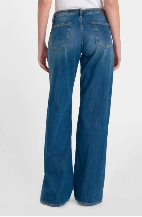Le Temps des Cerises Lauren Jab Jeans blue, back view showing back pocket detailing and wide leg cut
