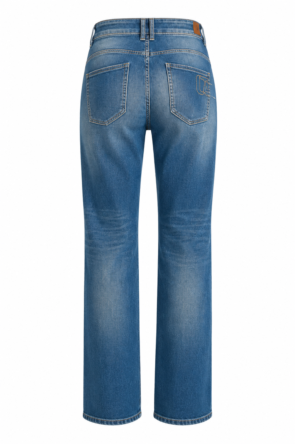 Back view of Le Temps des Cerises Pulp Wide Leg Zim high-waist jeans in Blue N°3.