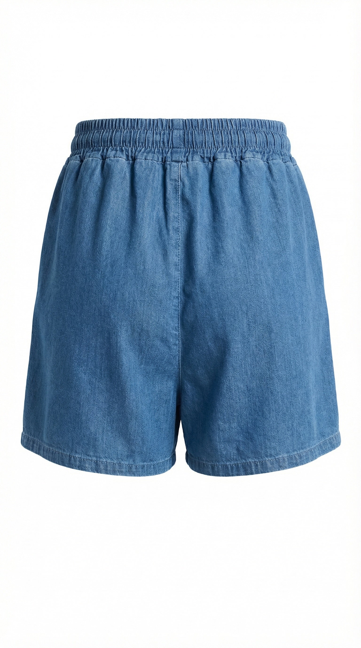 Back view of the Marta du Château Kira Shorts in medio blue with an elasticated waistband and relaxed silhouette