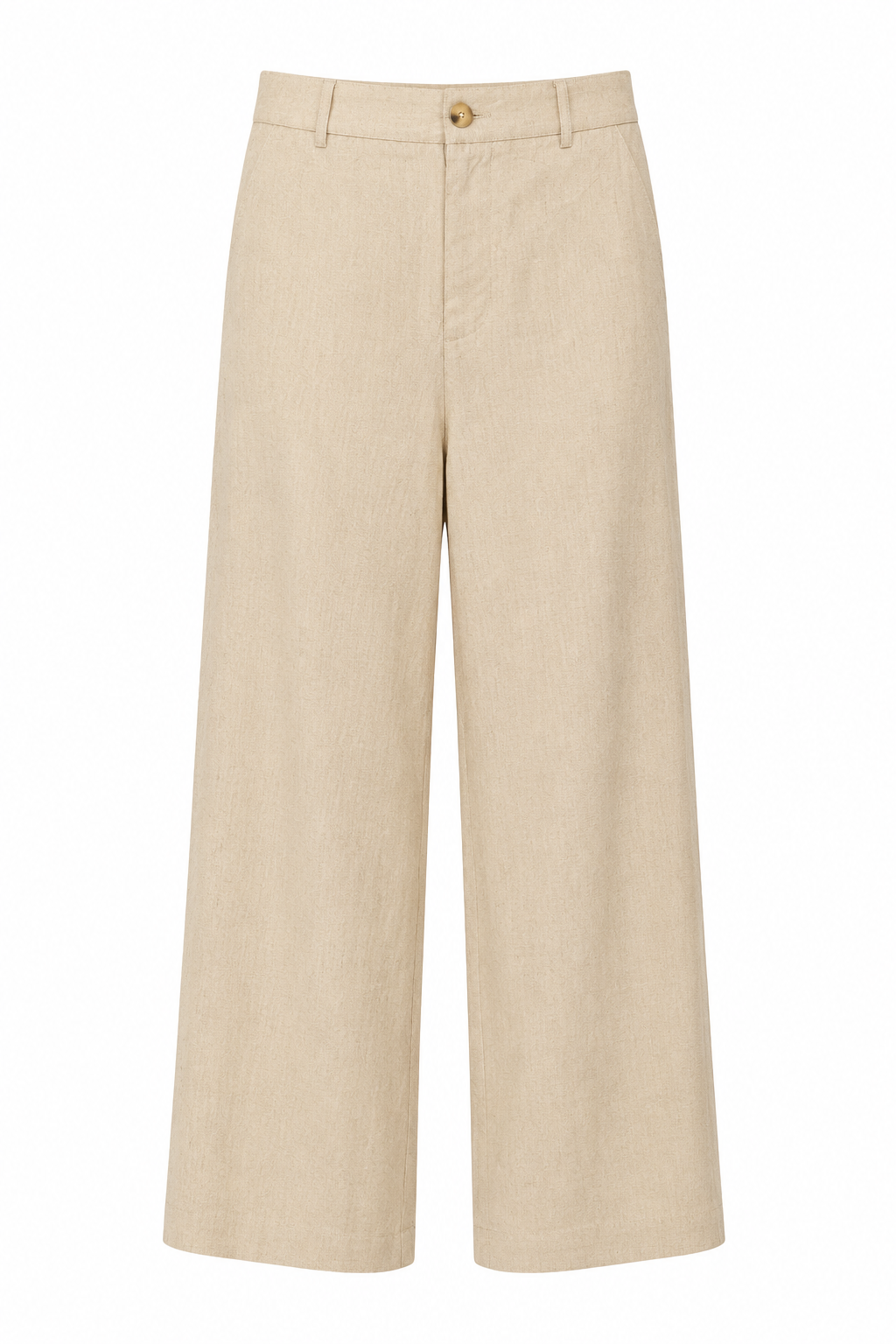 Smashed Lemon wide-leg trousers in sand, front studio product view — Boetiek, Cape Town