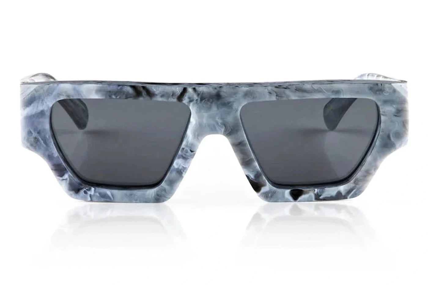 Oscar X Frank Acid Avenue sunglasses in Italian marble acetate with dark smoke lenses front view.