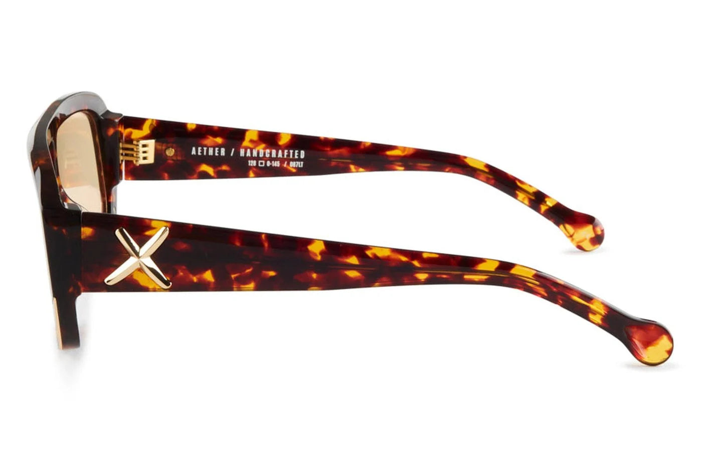 Oscar x Frank Aether sunglasses in light tortoiseshell with oversized shield frame, gold-tone accents and photochromic lenses