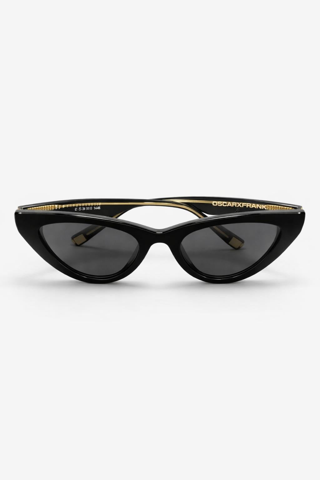 Oscar x Frank Fujin handcrafted sunglasses in gloss black cat-eye frame