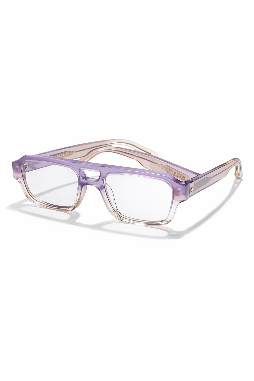 Oscar x Frank Makati handcrafted sunglasses in lilac rectangular frame
