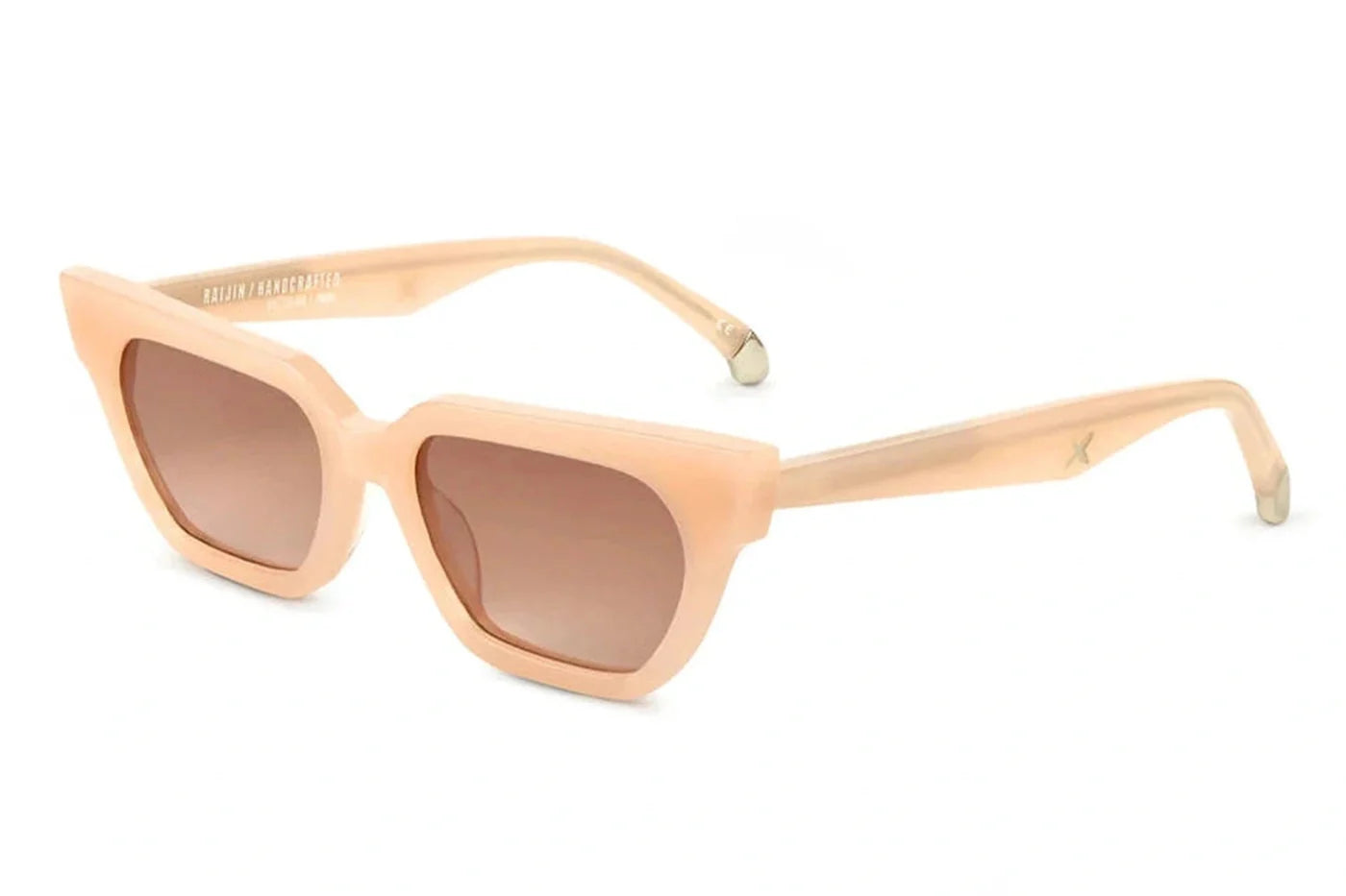Oscar x Frank Raijin sunglasses in blush acetate with geometric cat-eye frame and tinted lenses