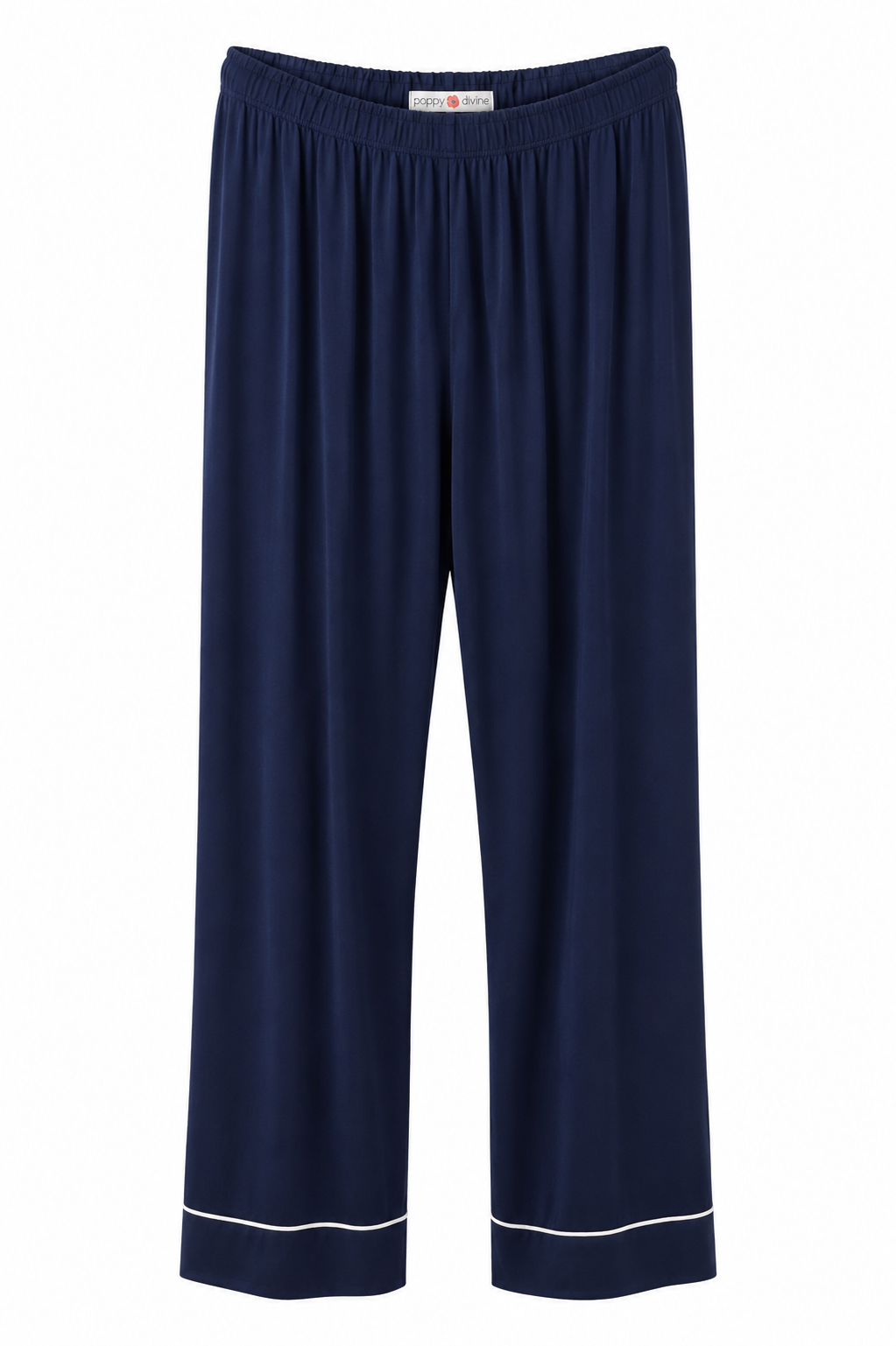 Poppy Divine classic navy short sleeve pyjama set with contrast piping