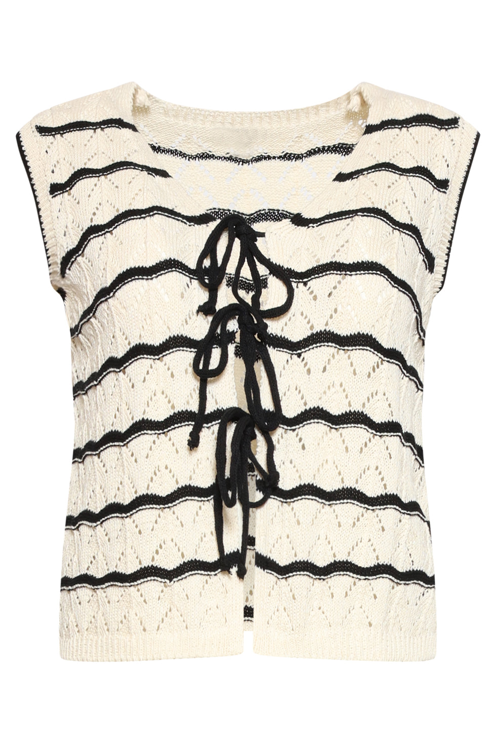Smashed Lemon | Knit Cardigan in Off White & Black