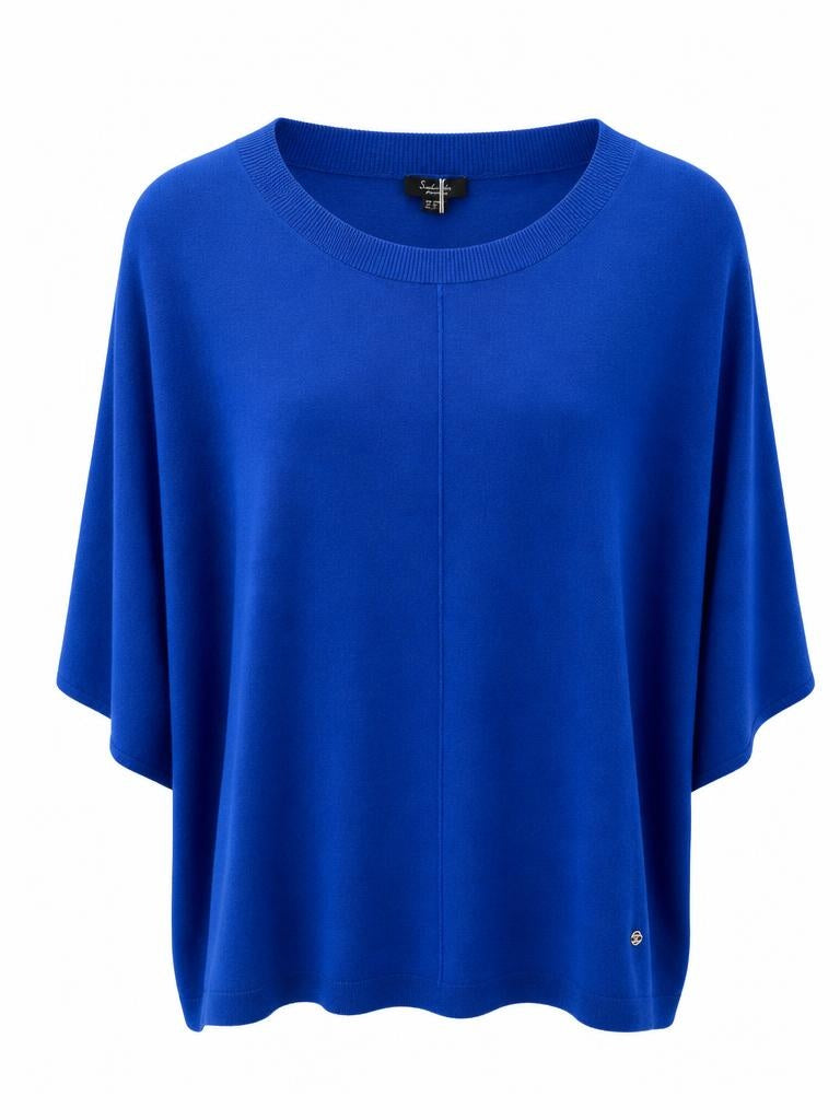 Smashed Lemon relaxed fine knit top in cobalt blue