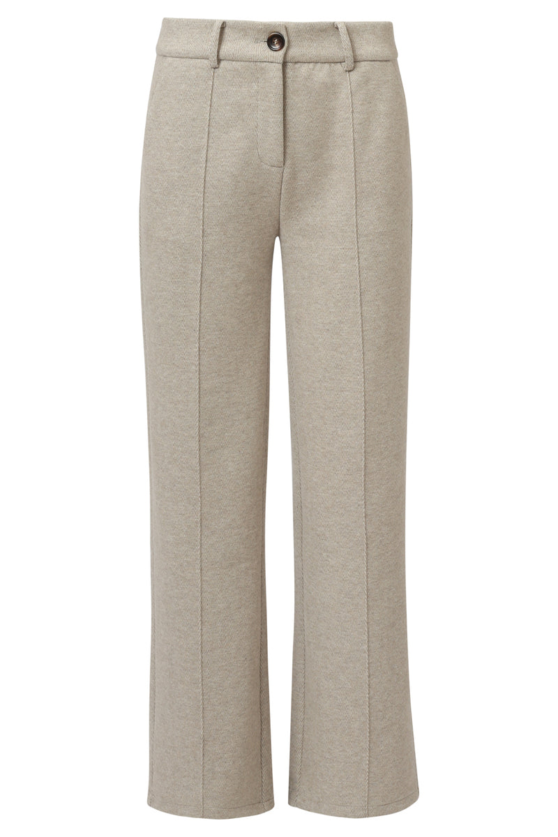 Smashed Lemon sand tailored trousers with straight leg and front seam detail