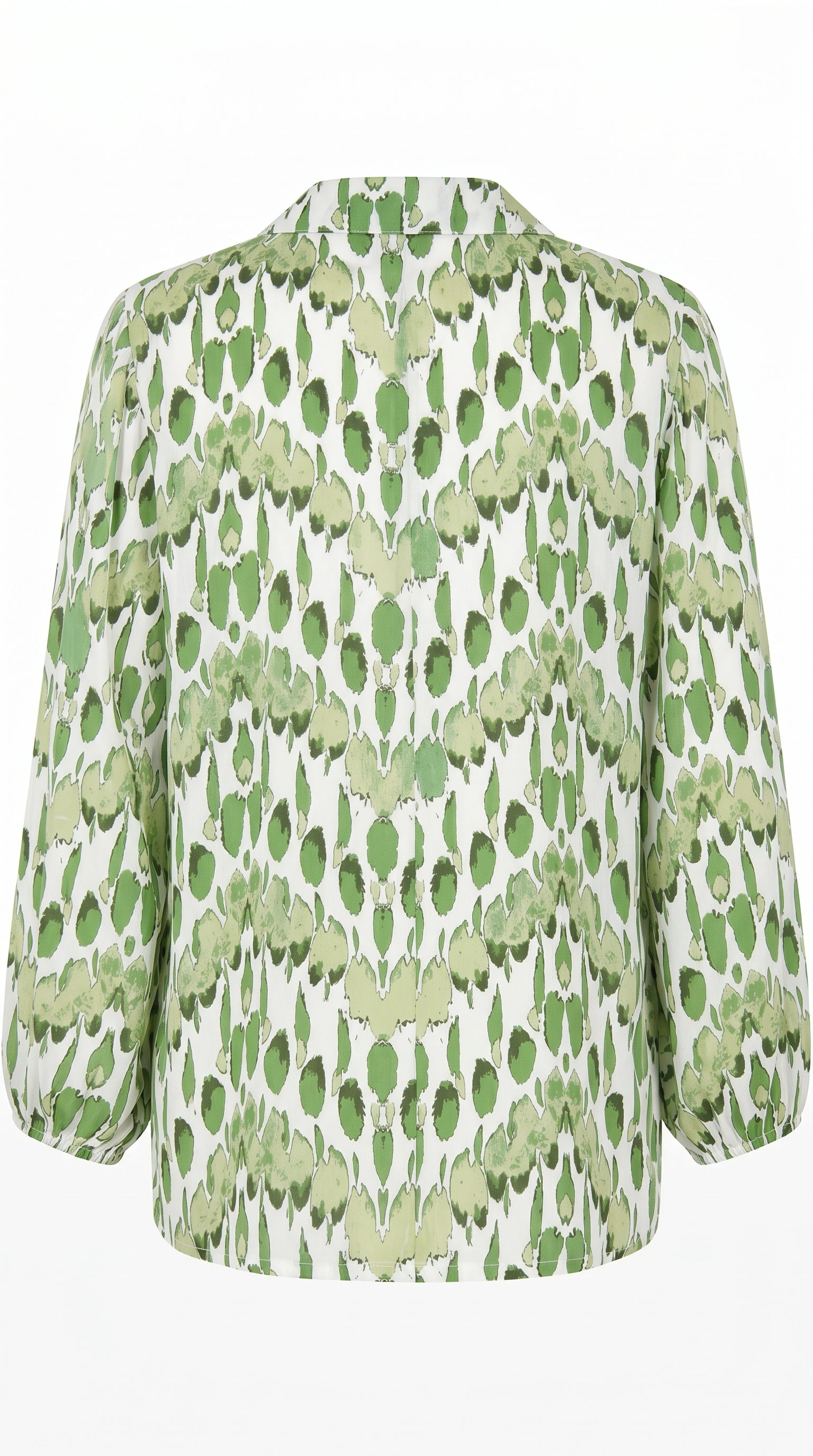 Smashed Lemon white and light green printed blouse with open collar neckline