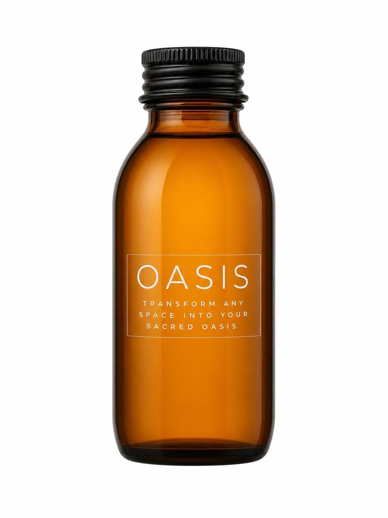 SŌJI Oasis reed diffuser featuring fragrance oil, black reeds and a handcrafted sculptural stoneware vessel presented in a luxury gift box.