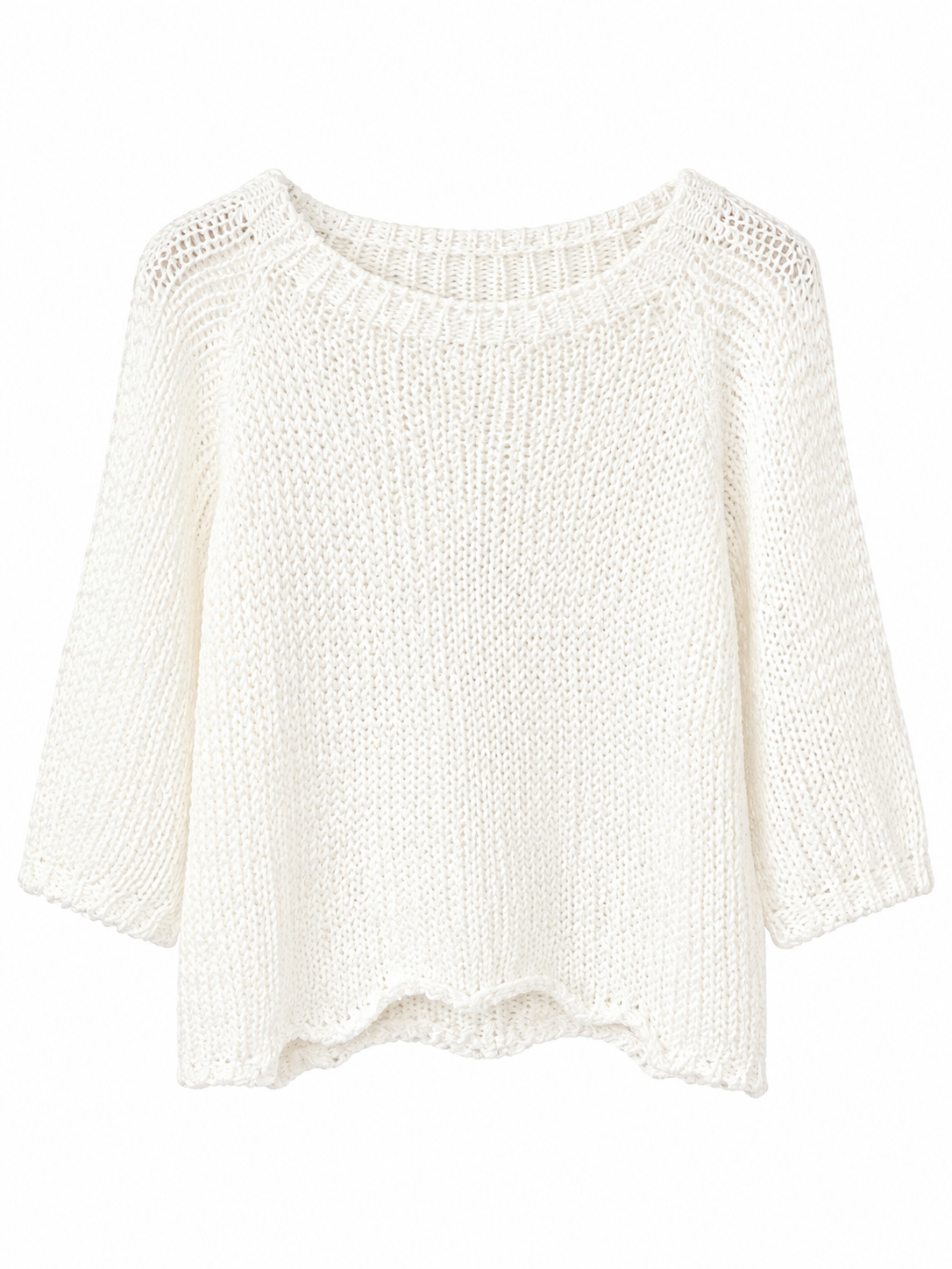 Suzy D Jacky cotton crochet knit jersey in white, front studio product view — Boetiek, Cape Town