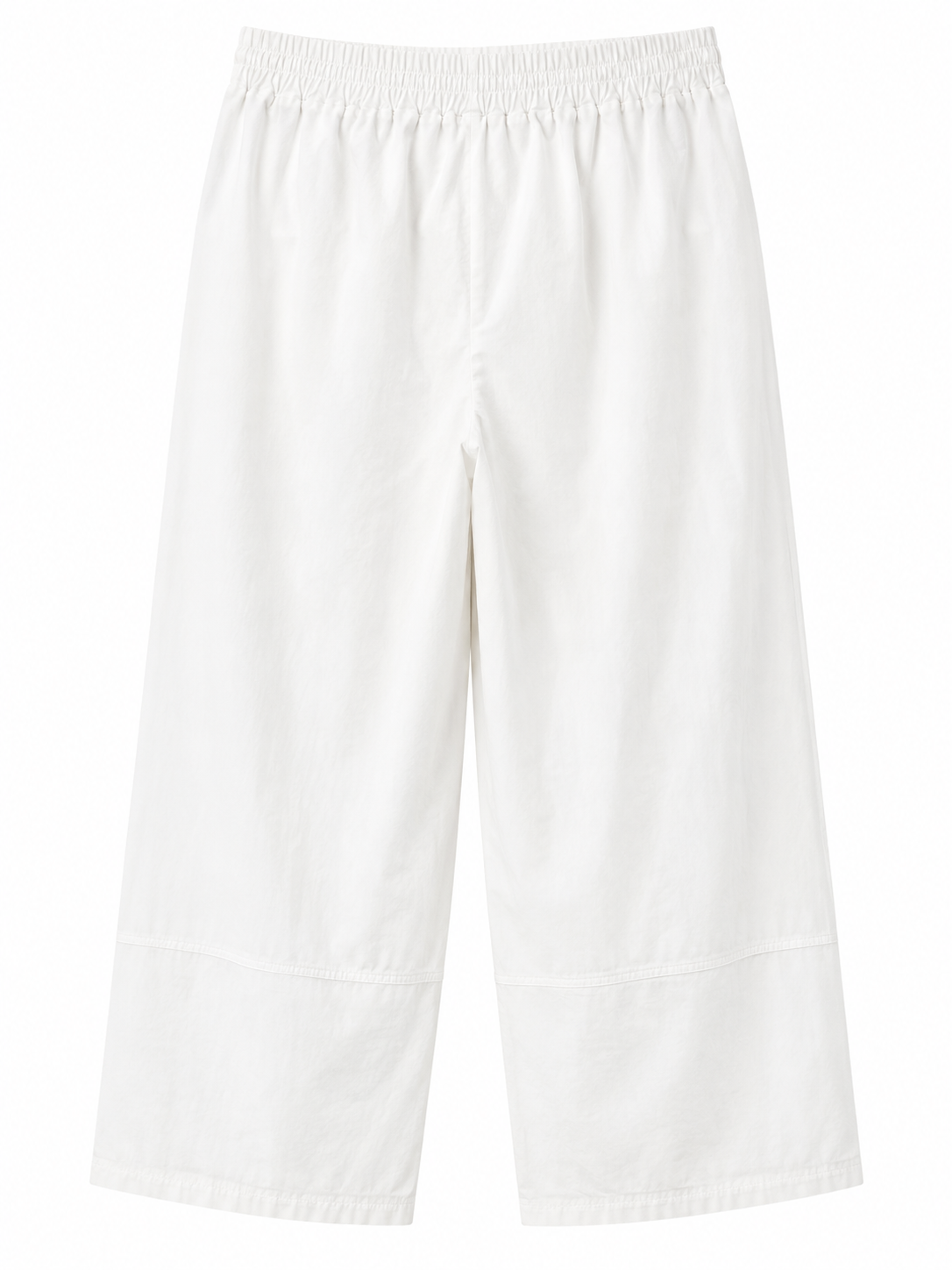 Suzy D Jem light cotton baggy pants in white with an elasticated waistband and relaxed wide-leg silhouette, back view.