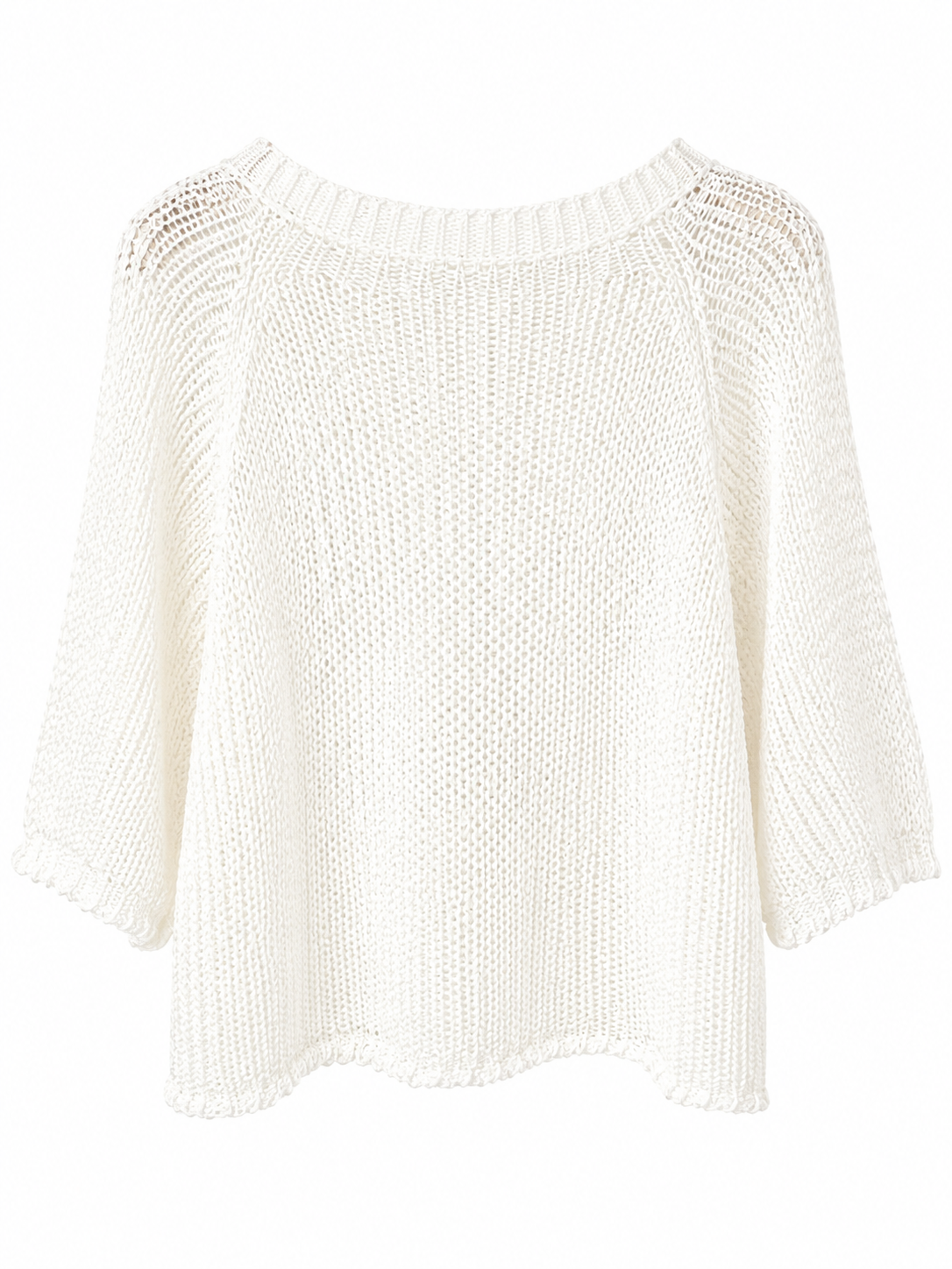 Suzy D Jacky cotton crochet knit jersey in white, back studio product view — Boetiek, Cape Town