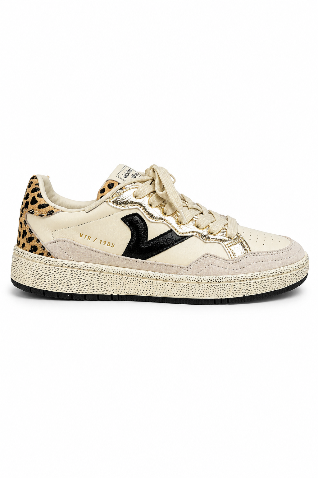Victoria Shoes Smash Animal Pop sneaker in cream with leopard print and metallic detailing