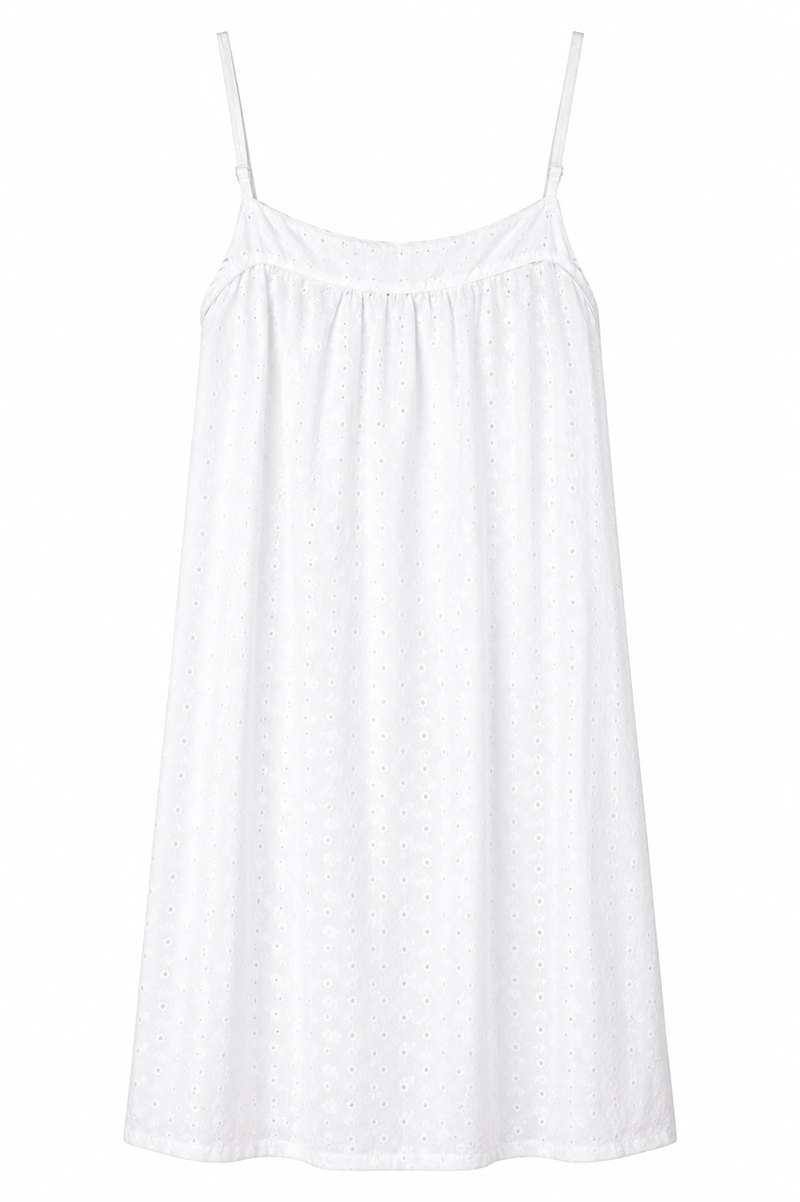 White Mischief white cotton broderie anglaise nightie with adjustable straps
