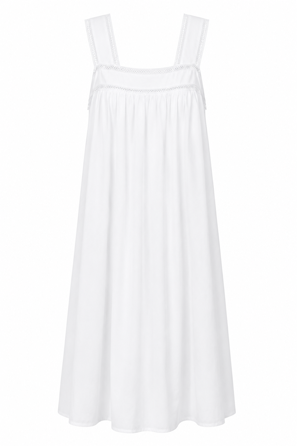 White Mischief white voile nightie with lace trim and wide shoulder straps