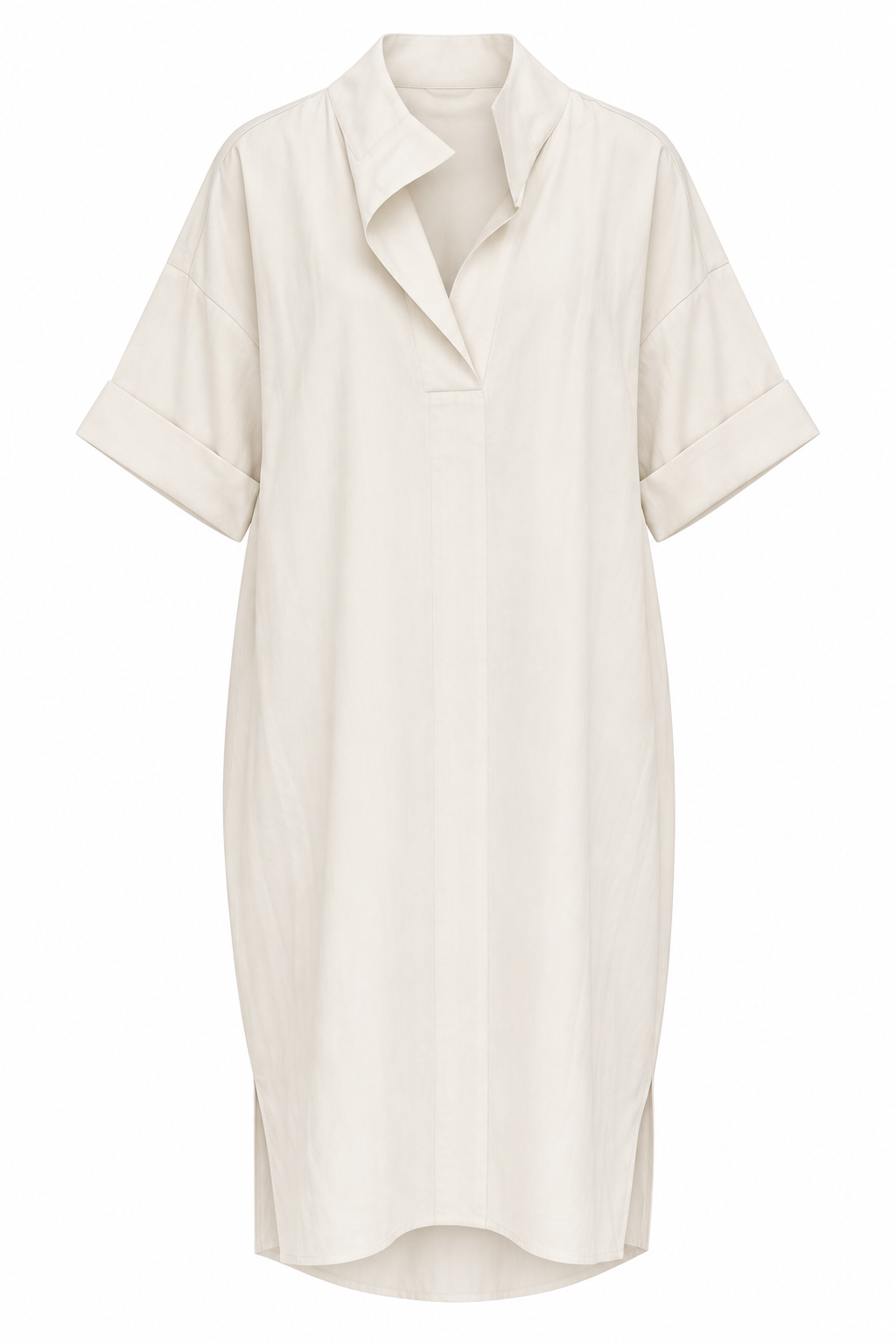 YAYA | Notched Collar Dress in Cloud Creme White