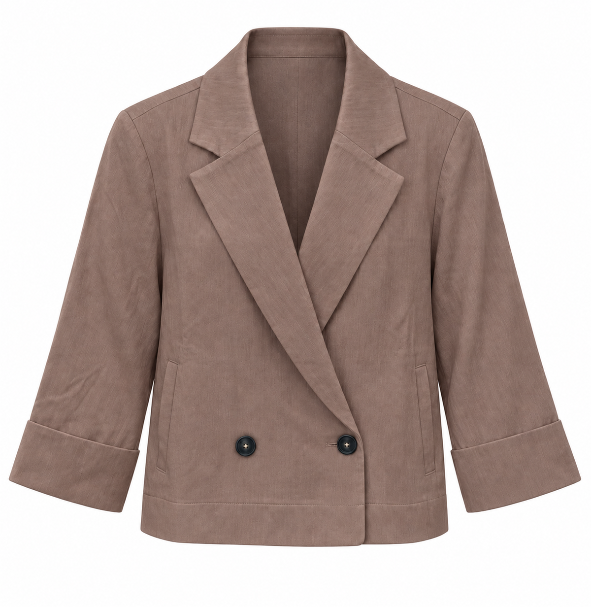 The YAYA kimono sleeve blazer in Washed Brown, front view #Colour_Washed Brown