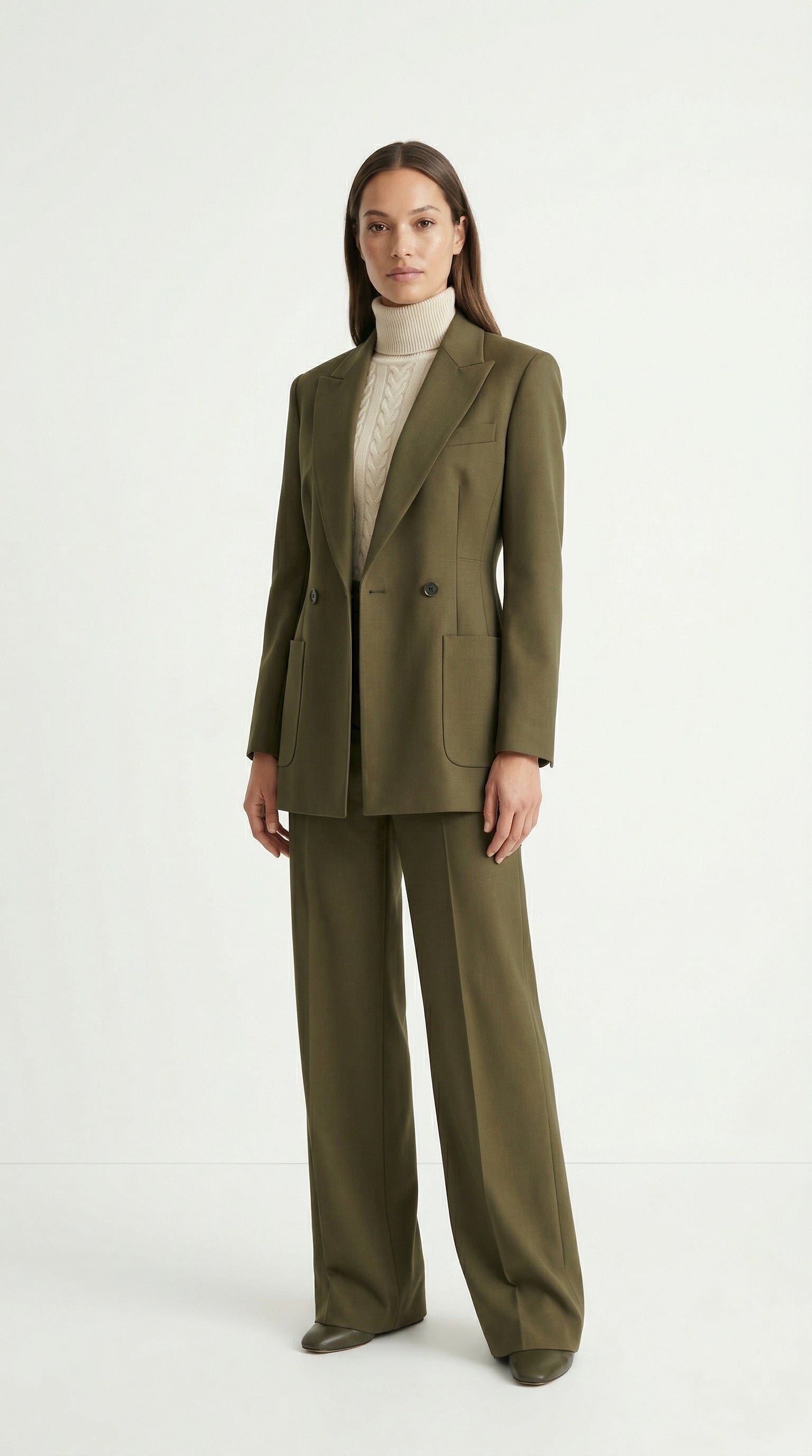 YAYA high waist wide leg trousers in brown melange