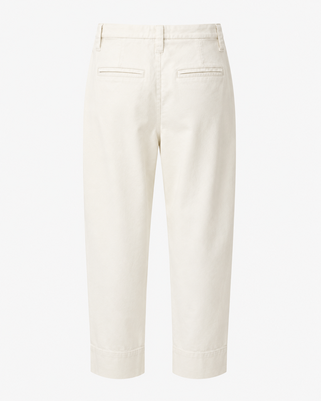 YAYA off-white high-waisted straight-leg trousers with detachable tie belt and cropped hem