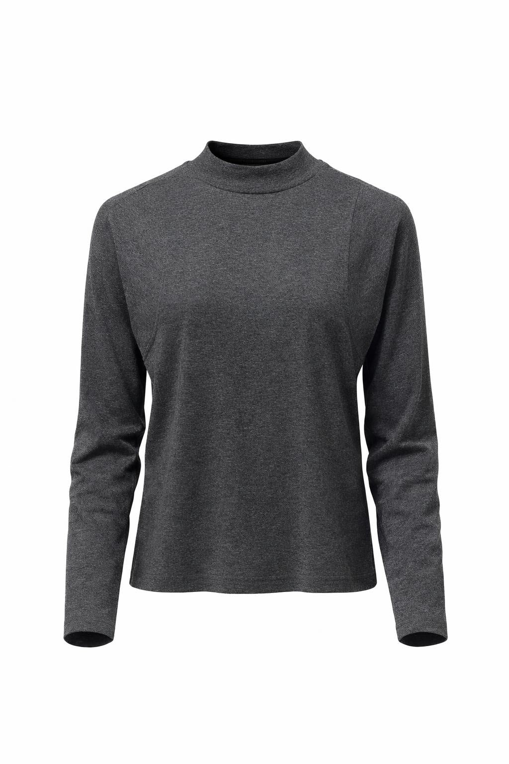 YAYA long sleeve mock neck top in anthracite melange charcoal grey women's top