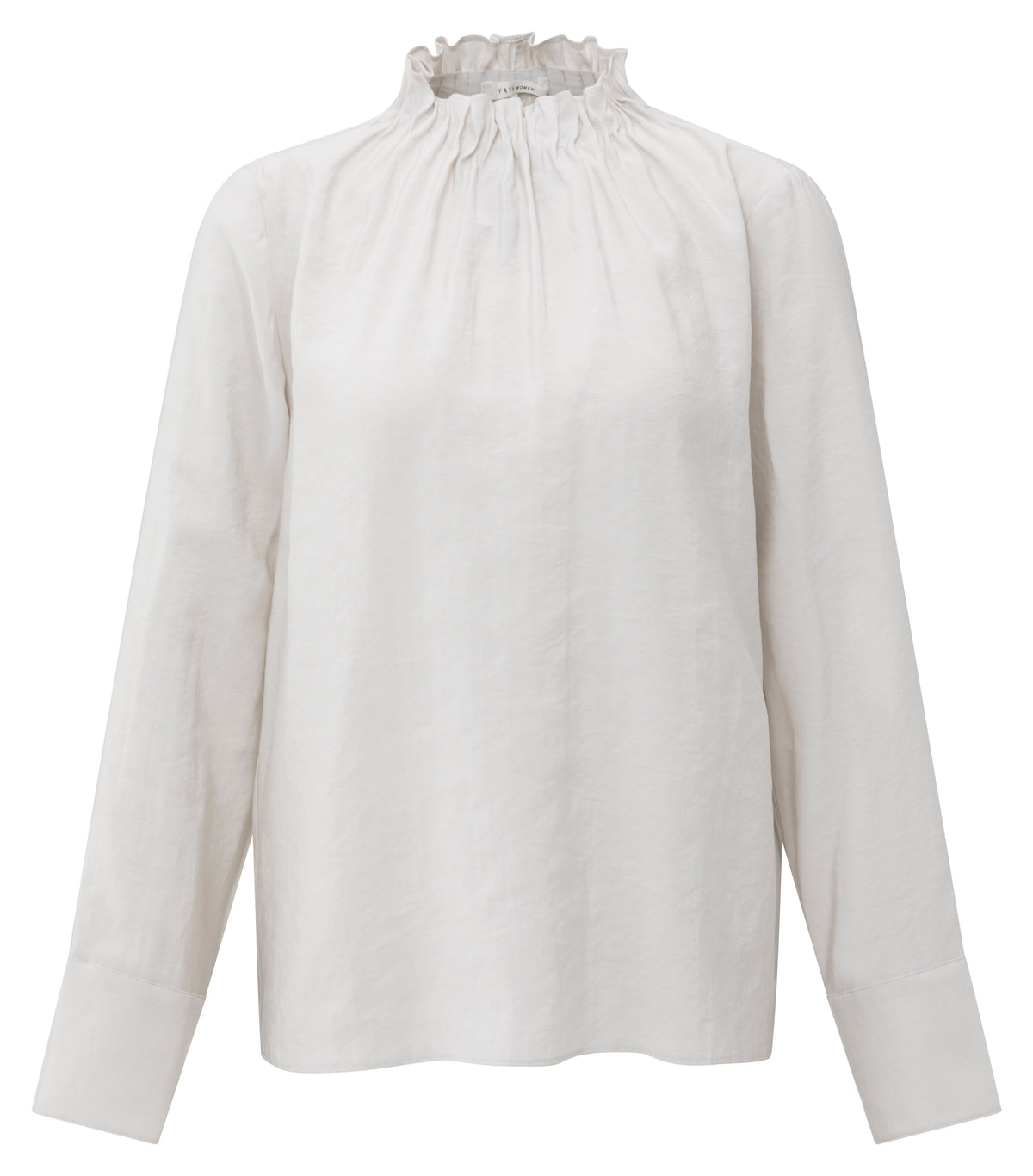 YAYA Ruffled High Neck Top in White | Boetiek, Cape Town
