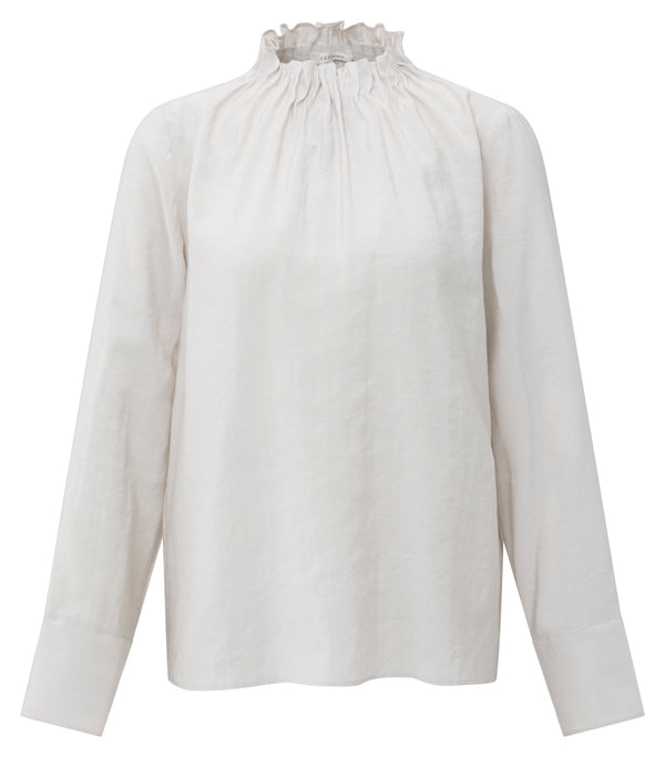 YAYA white ruffled high neck top with long sleeves