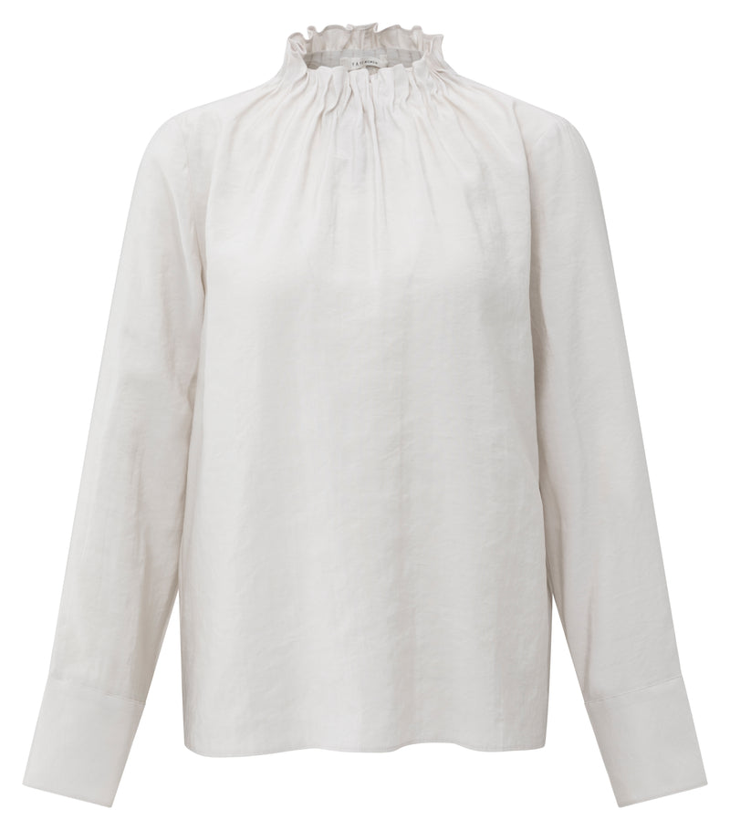YAYA white ruffled high neck top with long sleeves