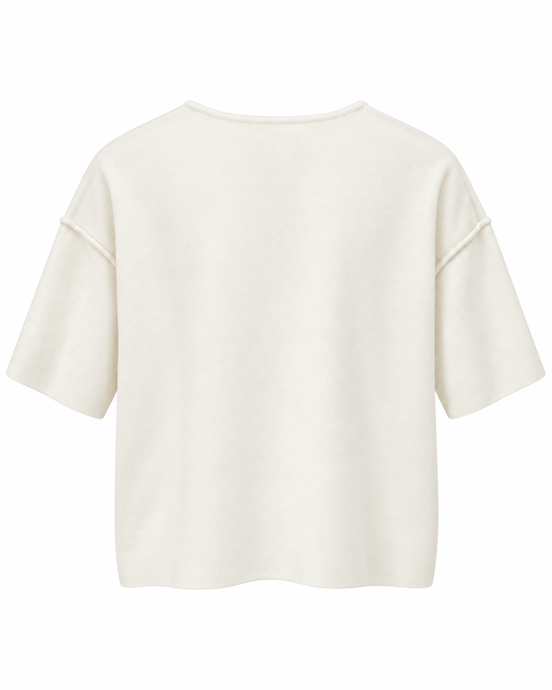 YAYA Short Sleeve Knit with Seam Details in Ecru, back product view