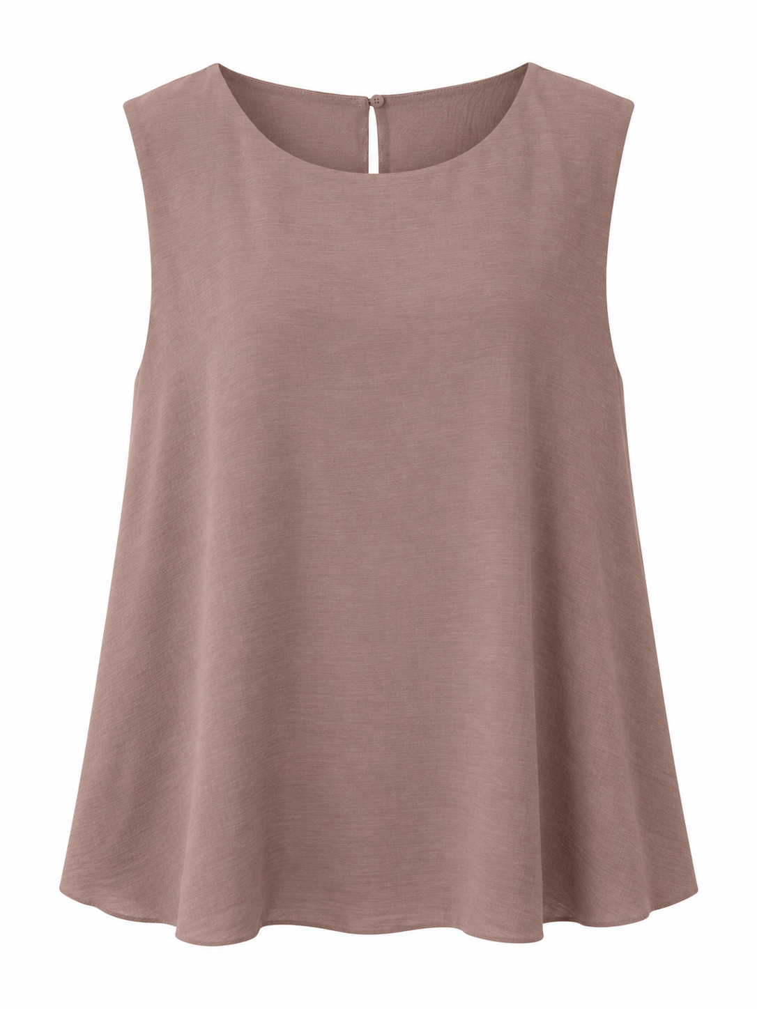 YAYA Balloon Hem Top with Button Back in Brownie Brown, flat front view showing the bubble hem #Colour_Brownie Brown