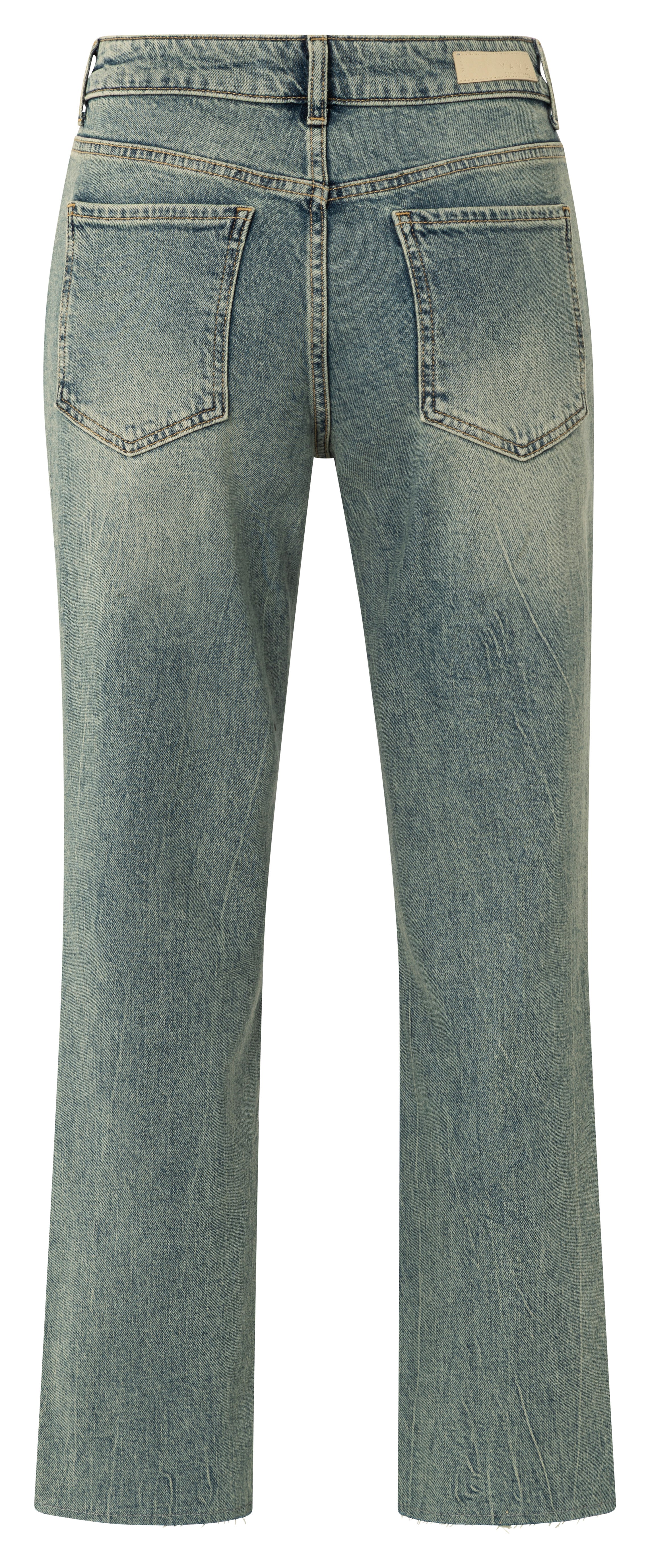 YAYA straight leg jeans in washed blue denim with vintage faded finish