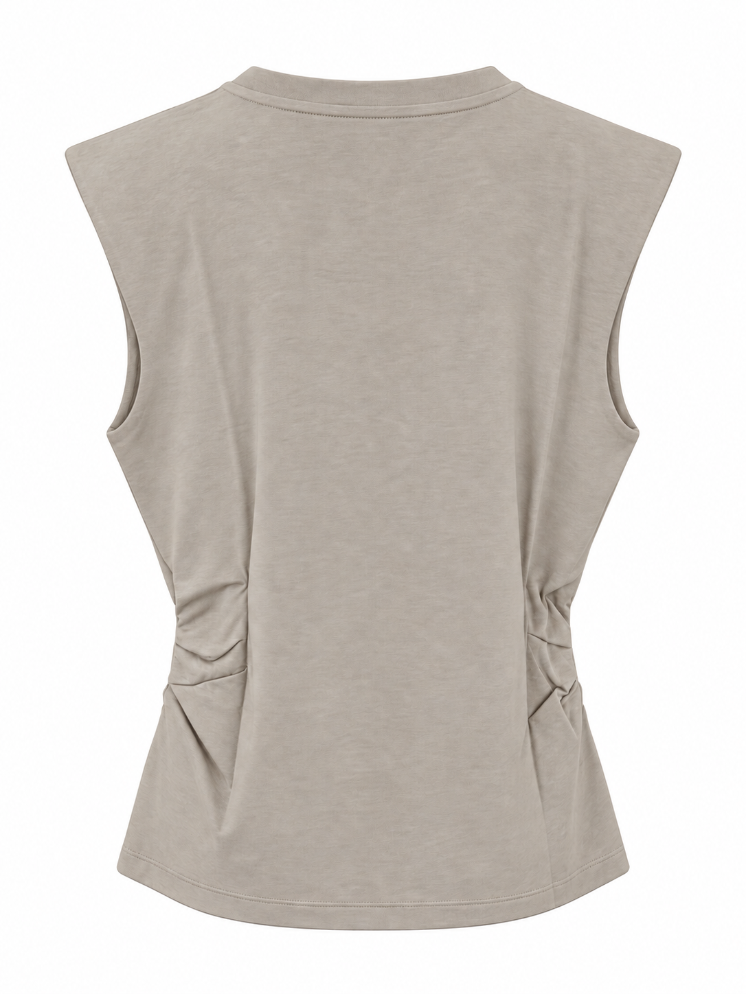 The YAYA pleated side top in Crockery Brown, back view #Colour_Crockery Brown