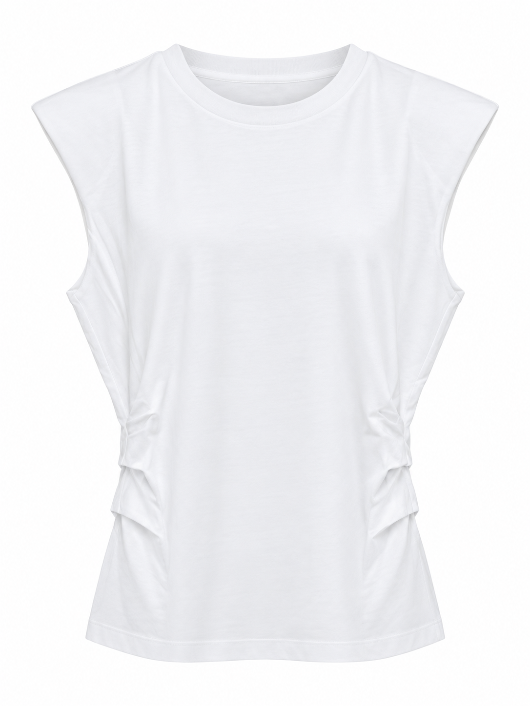 The YAYA pleated side top in Pure White, front view #Colour_Pure White