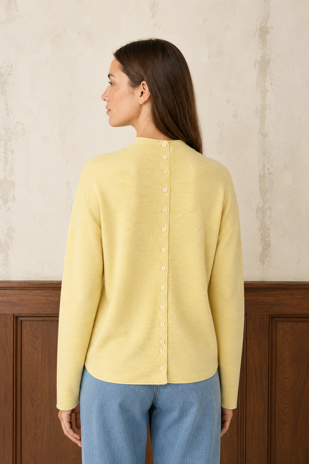 YAYA | Textured High Neck Jersey With Buttons