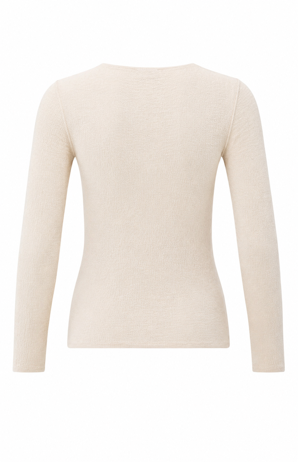 YAYA textured long sleeve knit top in chalk with round neckline and fitted silhouette