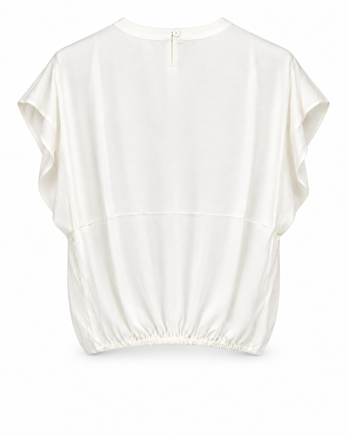 The YAYA Knot Hem Top in Ivory White, flat back view #Colour_Ivory White